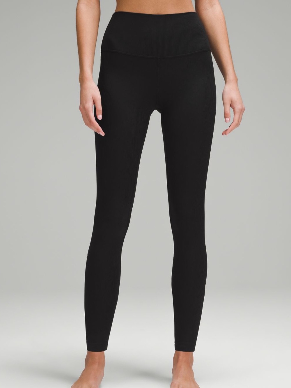 High-Rise Ribbed Black Women's Leggings 28”